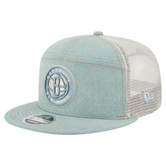 Brooklyn Nets Adventure Denim Split Panel 9FIFTY Snapback Trucker Hat - NBA
