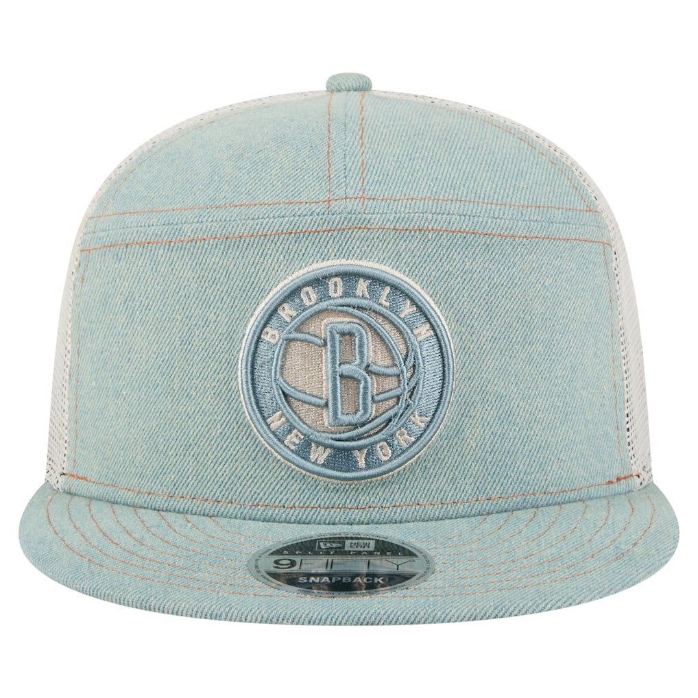 Brooklyn Nets Adventure Denim Split Panel 9FIFTY Snapback Trucker Hat - NBA