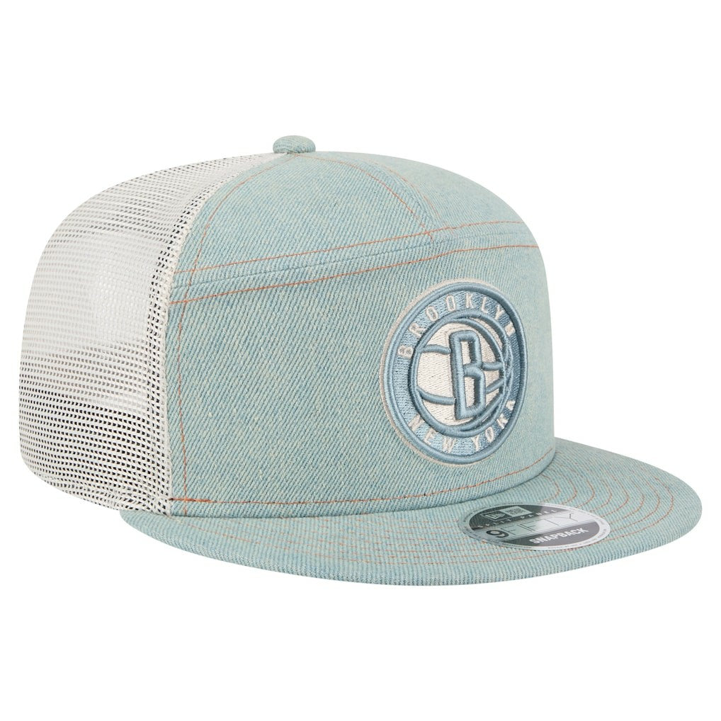 Brooklyn Nets Adventure Denim Split Panel 9FIFTY Snapback Trucker Hat - NBA