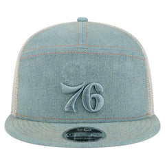 Philadelphia 76ers Adventure Denim Split Panel 9FIFTY Snapback Trucker Hat - NBA