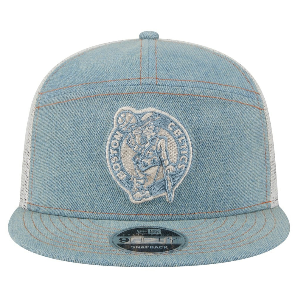Boston Celtics Adventure Denim Split Panel 9FIFTY Snapback Trucker Hat - NBA