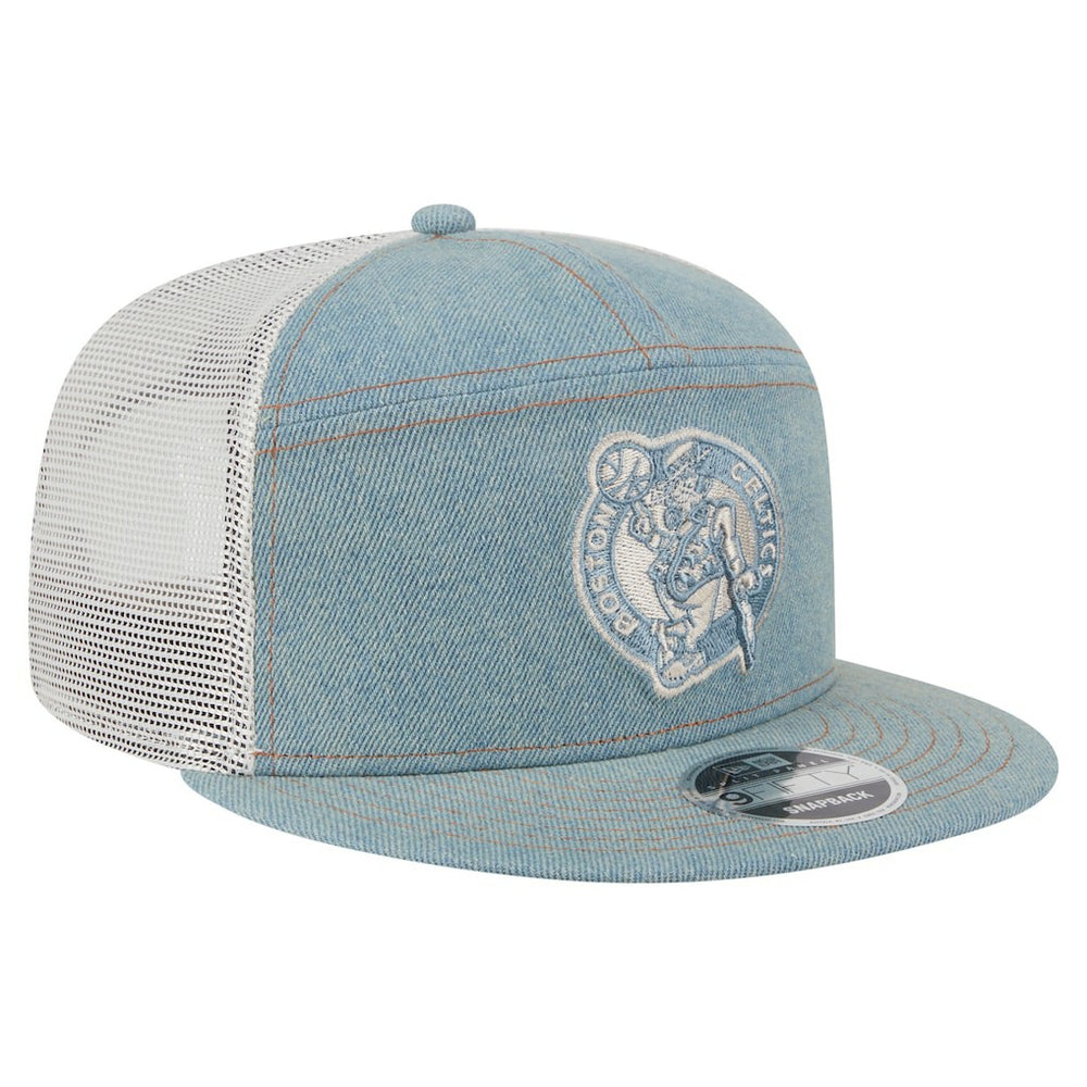 Boston Celtics Adventure Denim Split Panel 9FIFTY Snapback Trucker Hat - NBA
