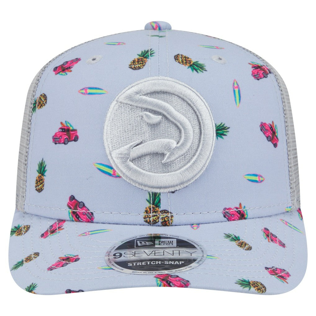 Atlanta Hawks Adventure Aloha Pattern 9SEVENTY Stretch-Snap Hat Light Blue/Gray - NBA