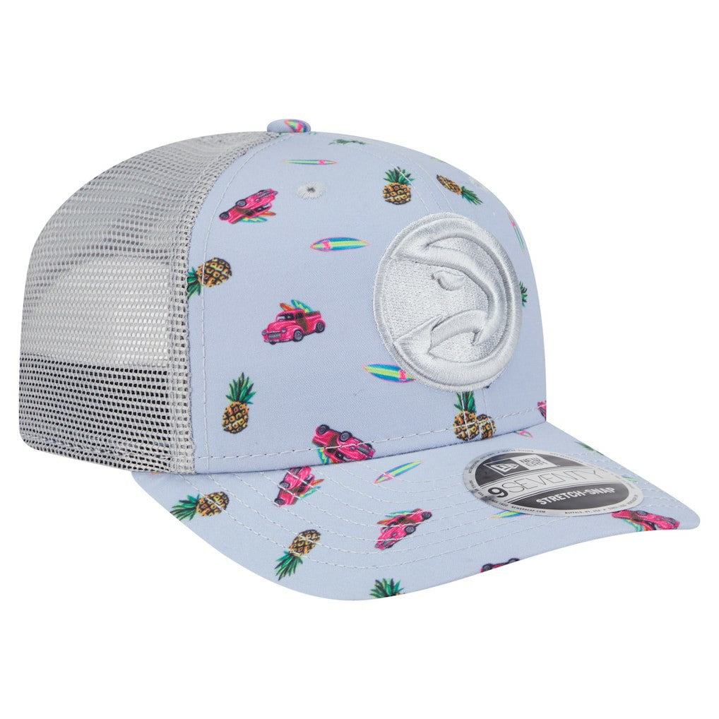 Atlanta Hawks Adventure Aloha Pattern 9SEVENTY Stretch-Snap Hat Light Blue/Gray - NBA