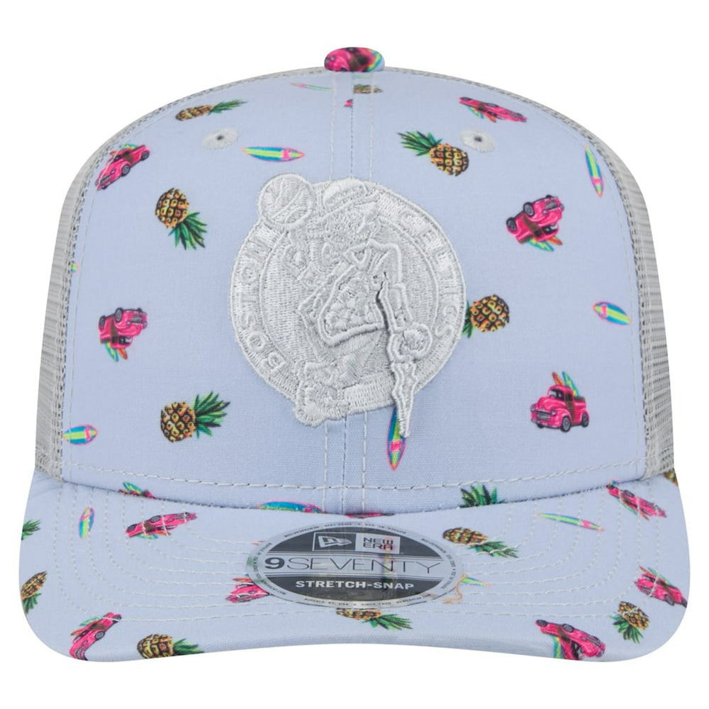 Boston Celtics Adventure Aloha Pattern 9SEVENTY Stretch-Snap Hat Light Blue/Gray - NBA