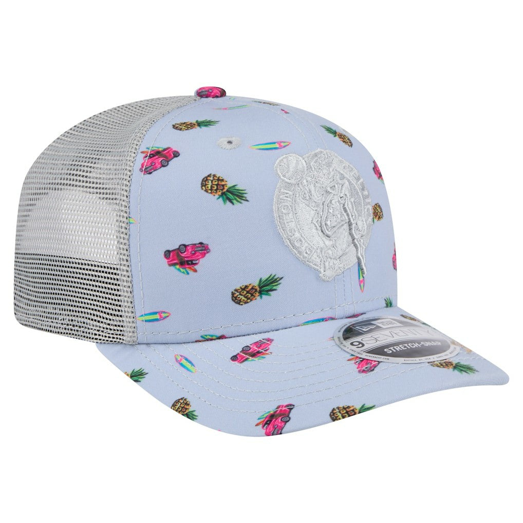 Boston Celtics Adventure Aloha Pattern 9SEVENTY Stretch-Snap Hat Light Blue/Gray - NBA