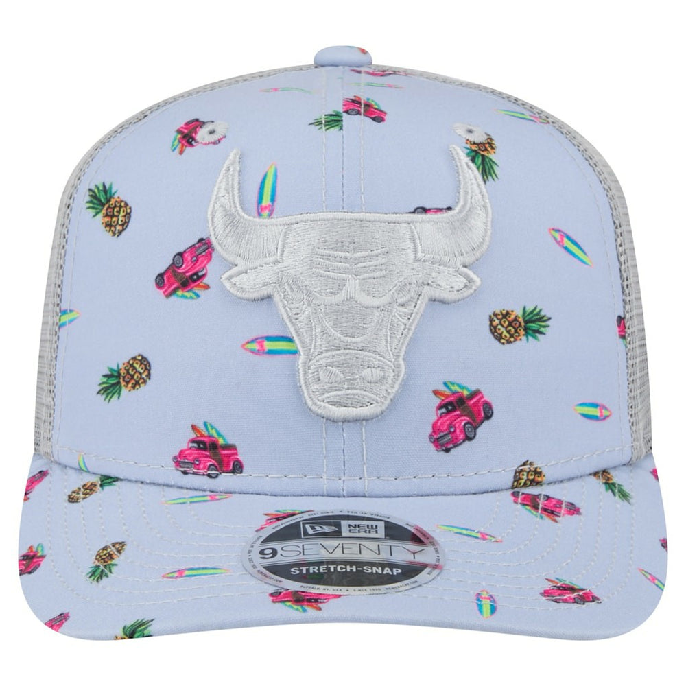 Chicago Bulls Adventure Aloha Pattern 9SEVENTY Stretch-Snap Hat Light Blue/Gray - NBA