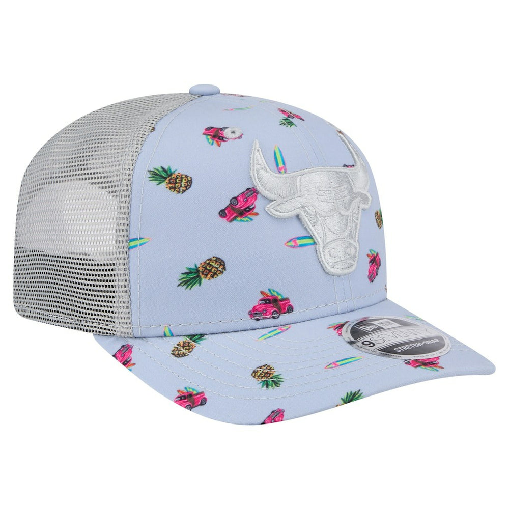 Chicago Bulls Adventure Aloha Pattern 9SEVENTY Stretch-Snap Hat Light Blue/Gray - NBA