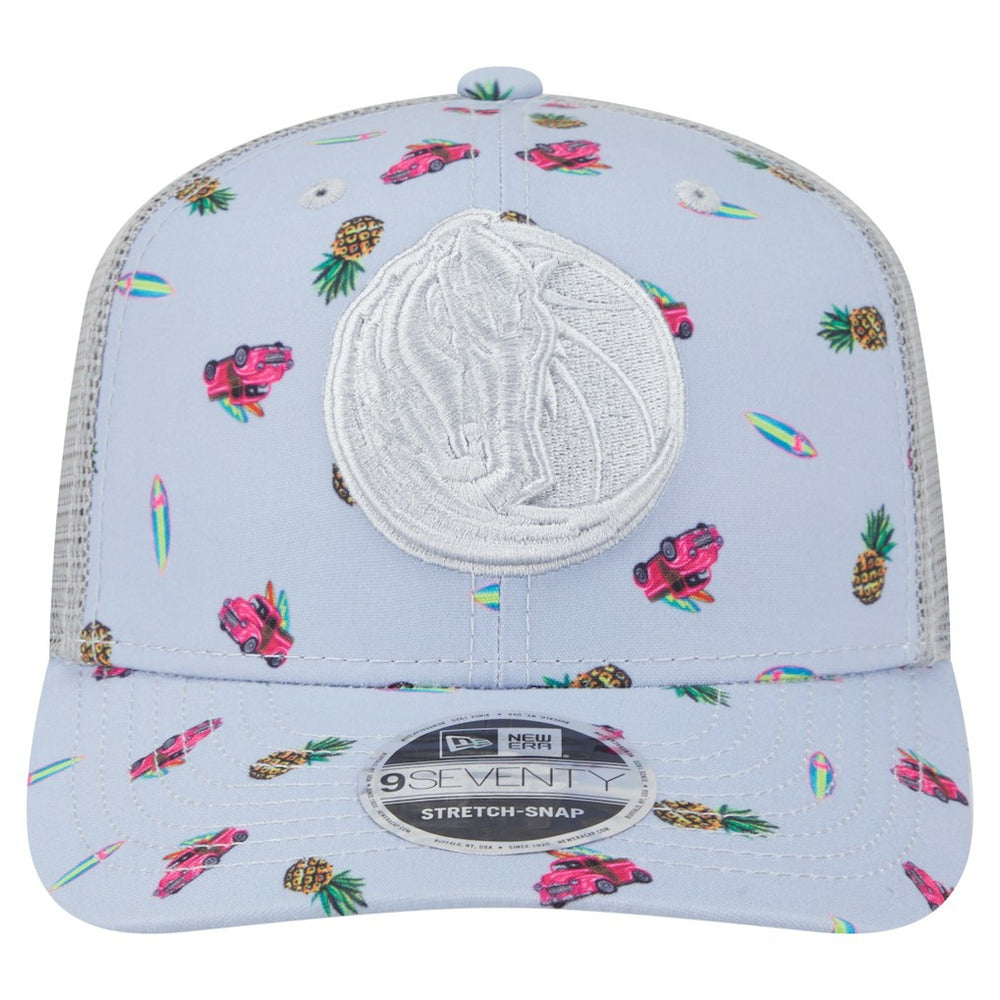 Dallas Mavericks Adventure Aloha Pattern 9SEVENTY Stretch-Snap Hat Light Blue/Gray - NBA