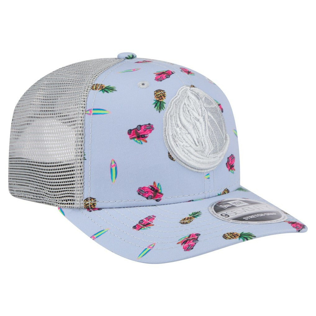 Dallas Mavericks Adventure Aloha Pattern 9SEVENTY Stretch-Snap Hat Light Blue/Gray - NBA