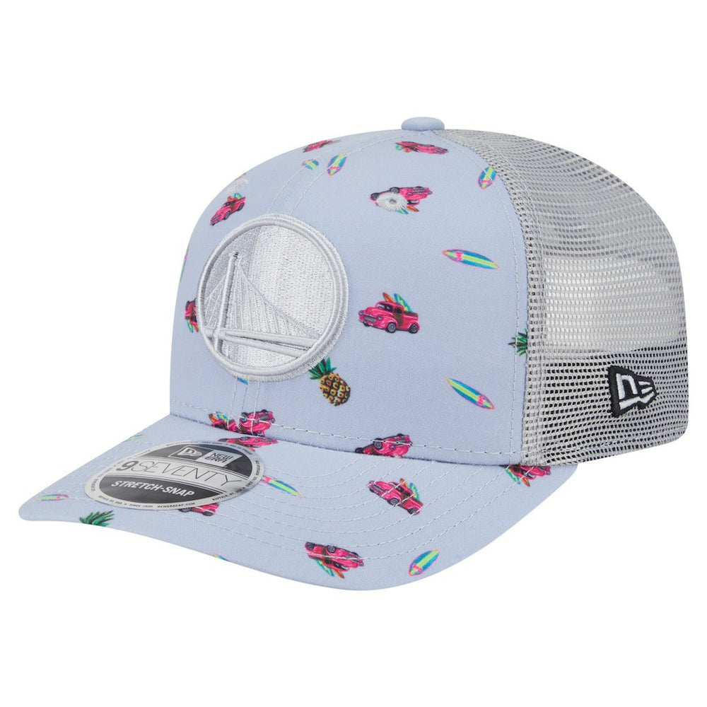 Golden State Warriors Adventure Aloha Pattern 9SEVENTY Stretch-Snap Hat Light Blue/Gray - NBA