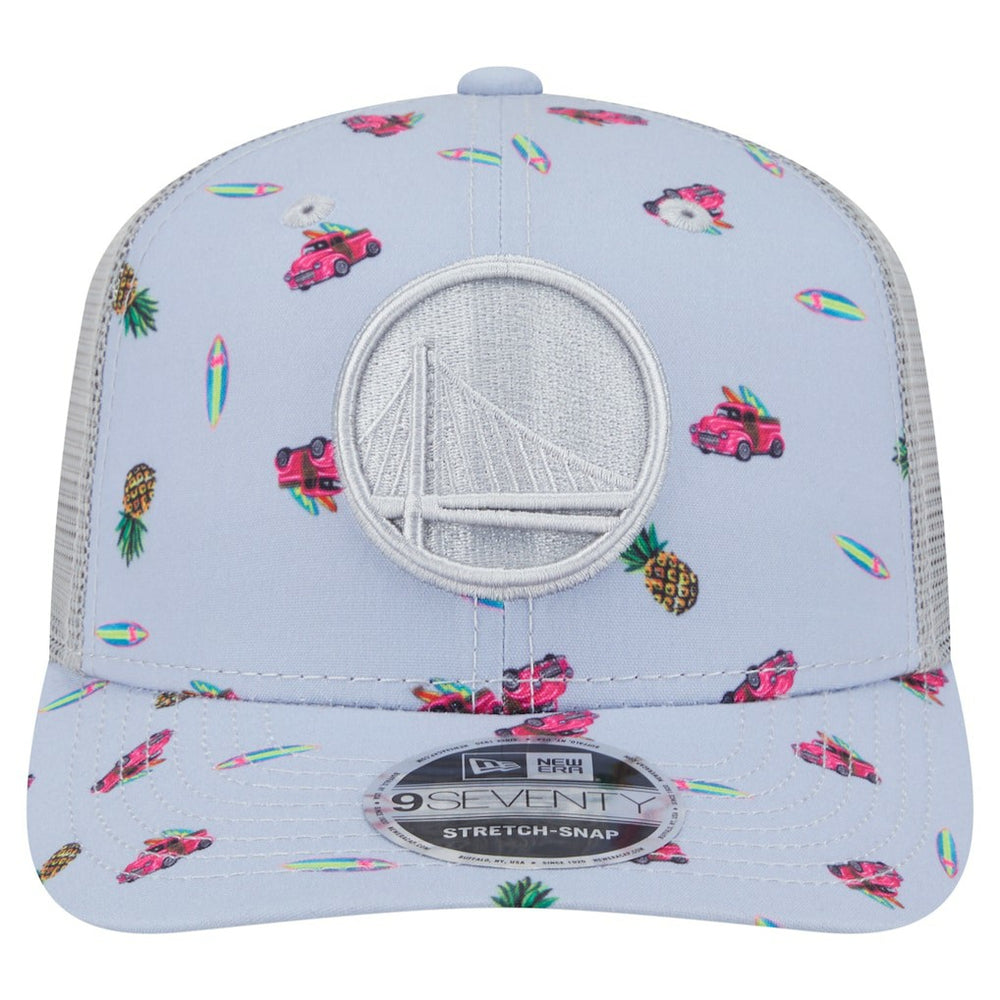 Golden State Warriors Adventure Aloha Pattern 9SEVENTY Stretch-Snap Hat Light Blue/Gray - NBA