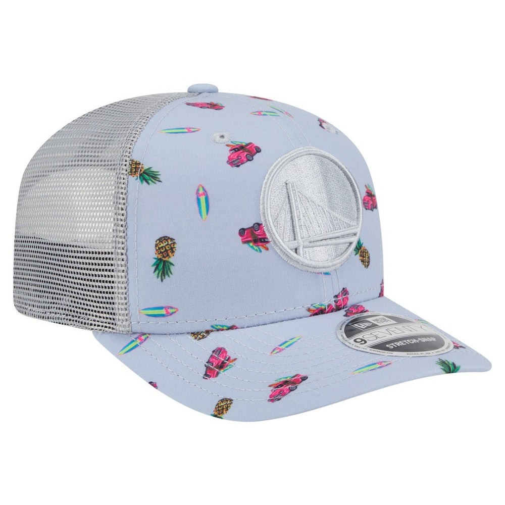 Golden State Warriors Adventure Aloha Pattern 9SEVENTY Stretch-Snap Hat Light Blue/Gray - NBA