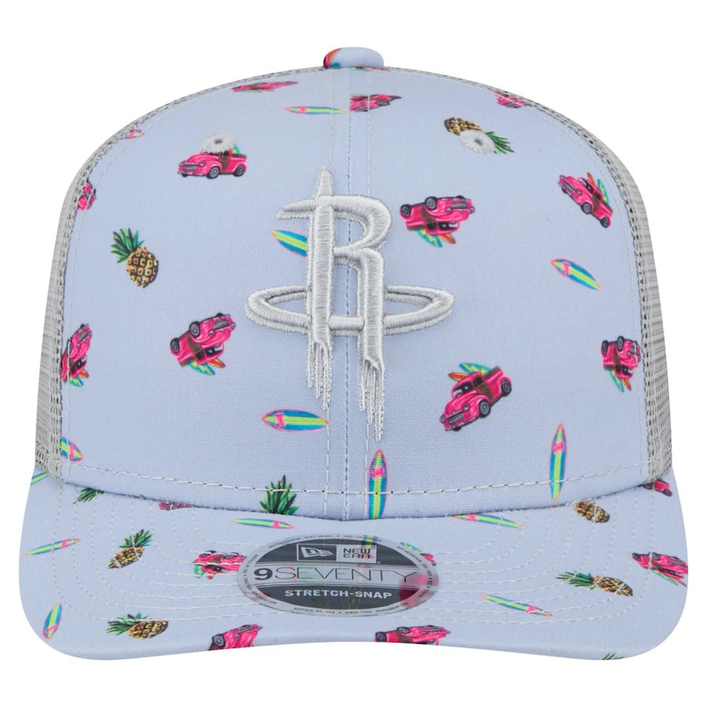 Houston Rockets Adventure Aloha Pattern 9SEVENTY Stretch-Snap Hat Light Blue/Gray - NBA