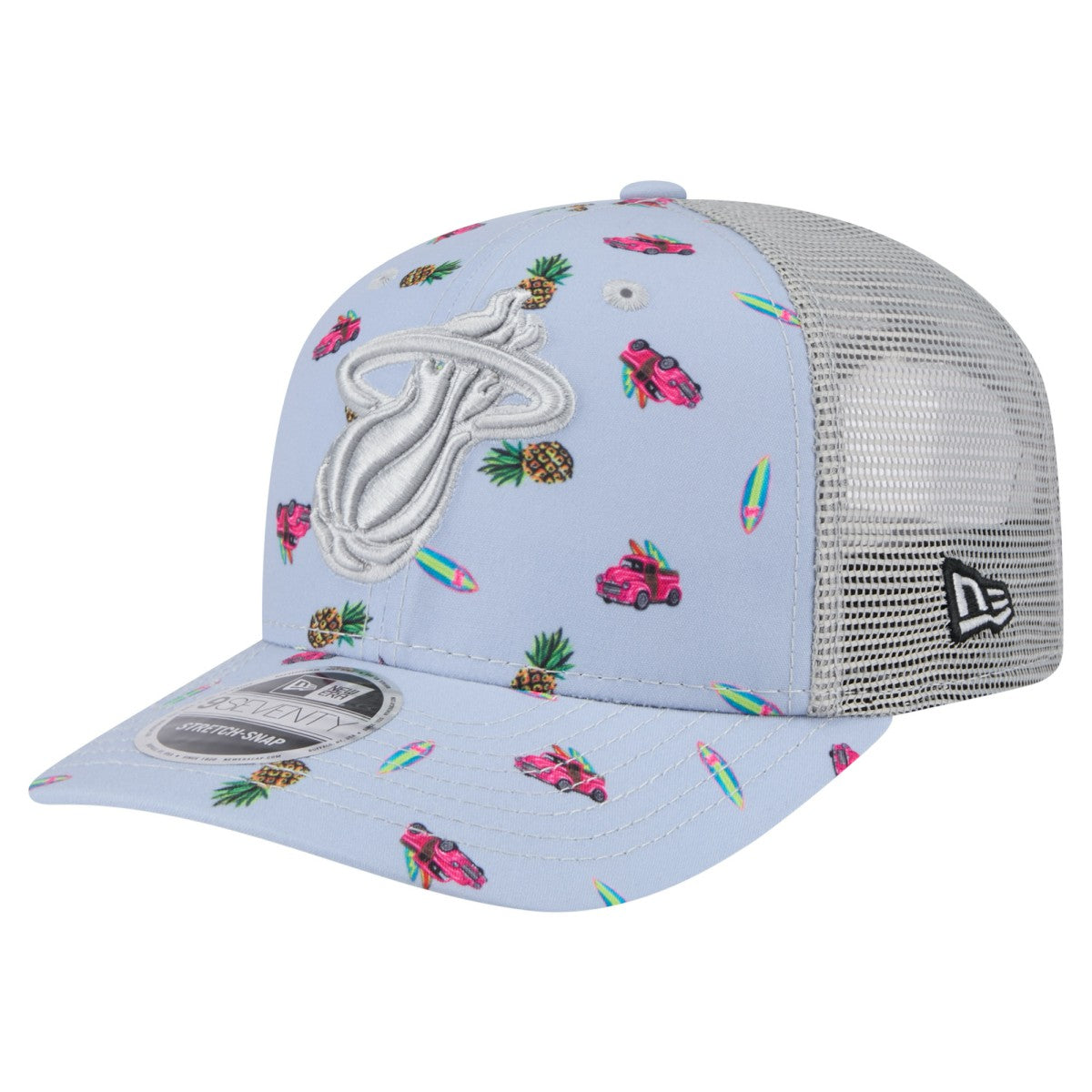 Miami Heat Adventure Aloha Pattern 9SEVENTY Stretch-Snap Hat Light Blue/Gray - NBA