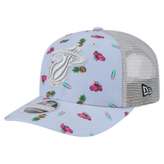Miami Heat Adventure Aloha Pattern 9SEVENTY Stretch-Snap Hat Light Blue/Gray - NBA