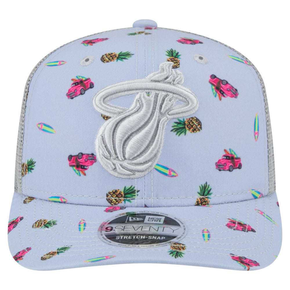 Miami Heat Adventure Aloha Pattern 9SEVENTY Stretch-Snap Hat Light Blue/Gray - NBA