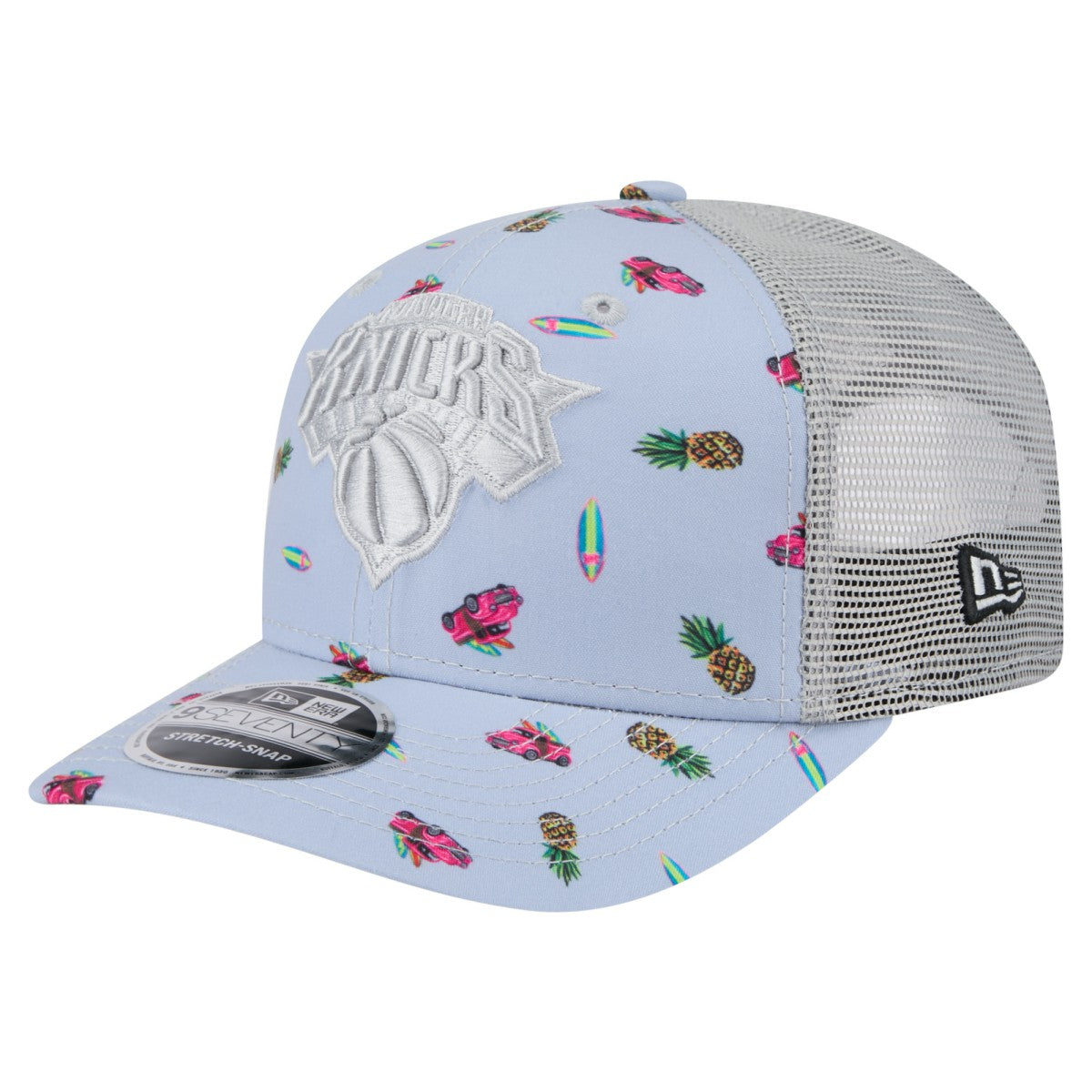 New York Knicks Adventure Aloha Pattern 9SEVENTY Stretch-Snap Hat Light Blue/Gray - NBA
