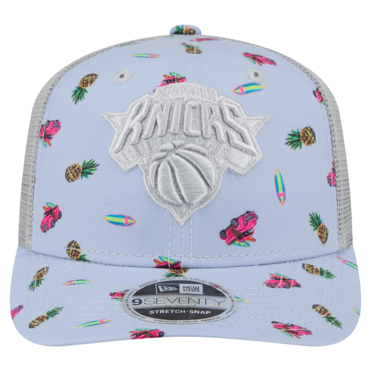 New York Knicks Adventure Aloha Pattern 9SEVENTY Stretch-Snap Hat Light Blue/Gray - NBA