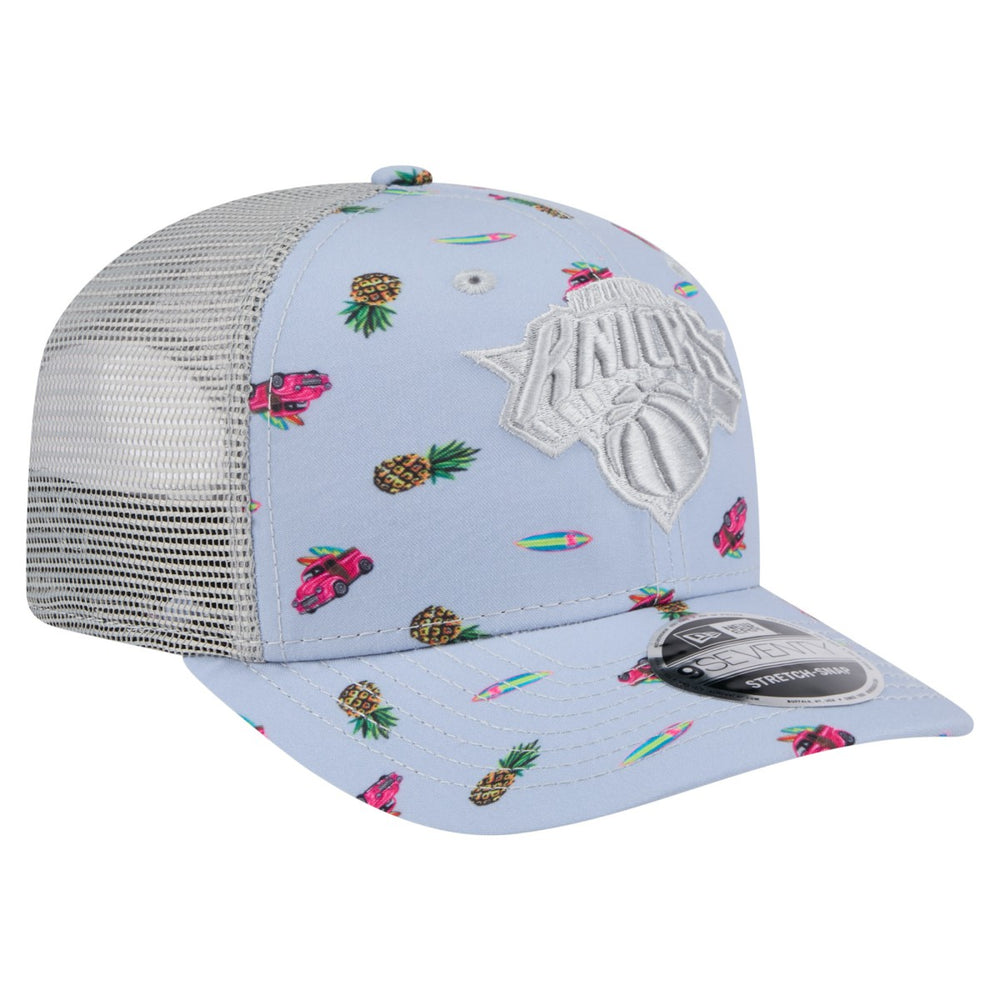 New York Knicks Adventure Aloha Pattern 9SEVENTY Stretch-Snap Hat Light Blue/Gray - NBA