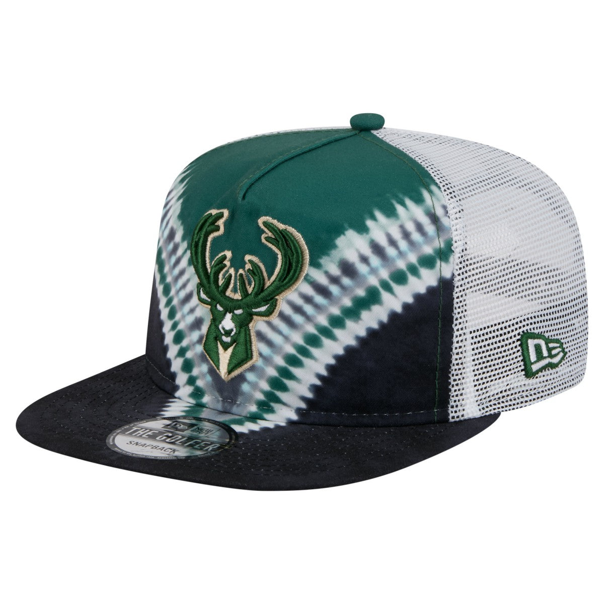 Milwaukee Bucks Throwback Dye Golfer Snapback Hat Black/Hunter Green - NBA