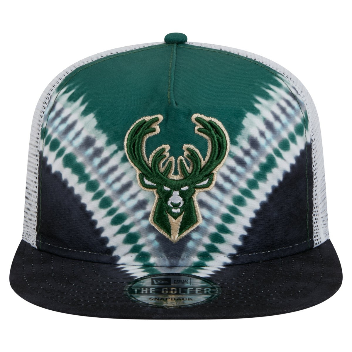 Milwaukee Bucks Throwback Dye Golfer Snapback Hat Black/Hunter Green - NBA