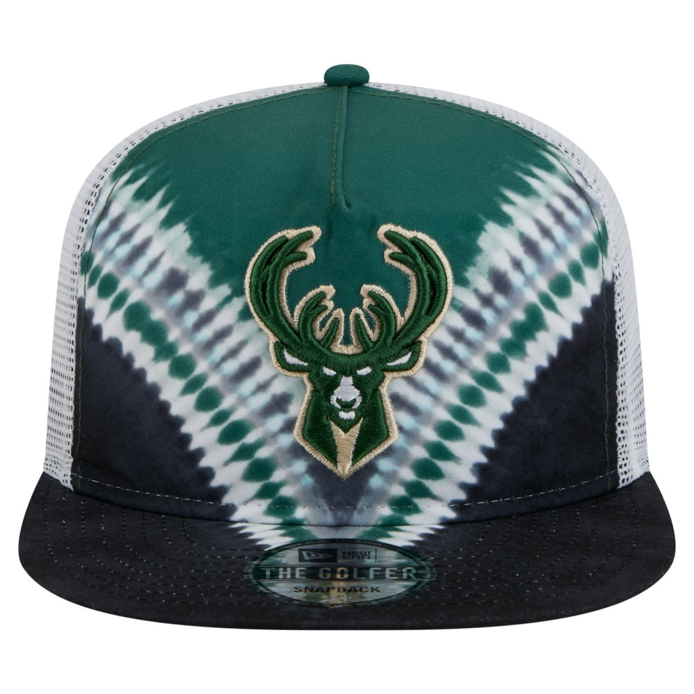 Milwaukee Bucks Throwback Dye Golfer Snapback Hat Black/Hunter Green - NBA
