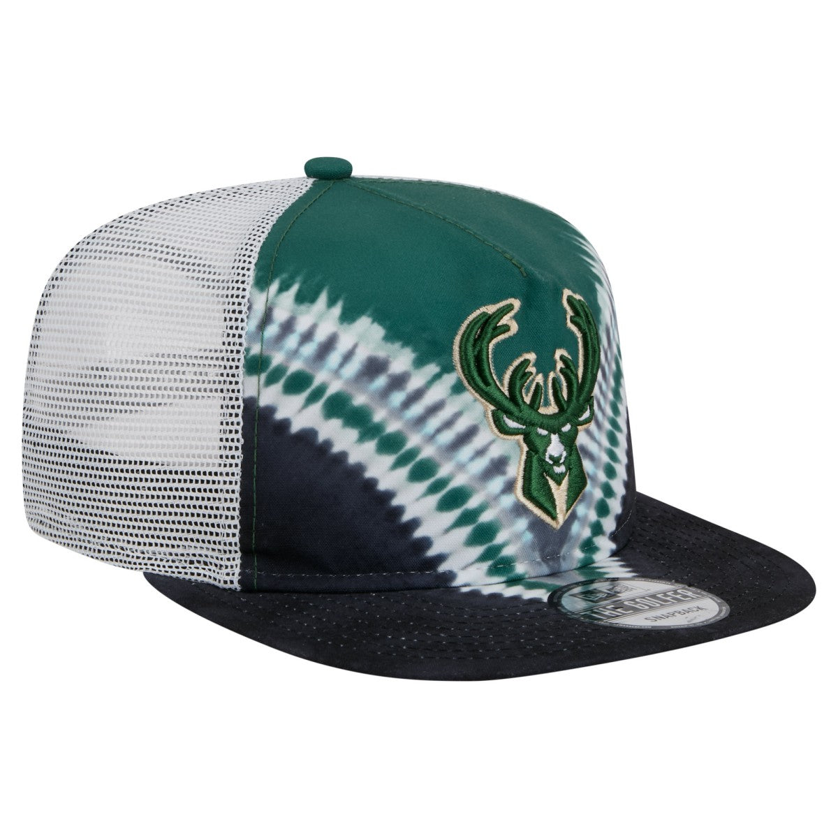 Milwaukee Bucks Throwback Dye Golfer Snapback Hat Black/Hunter Green - NBA