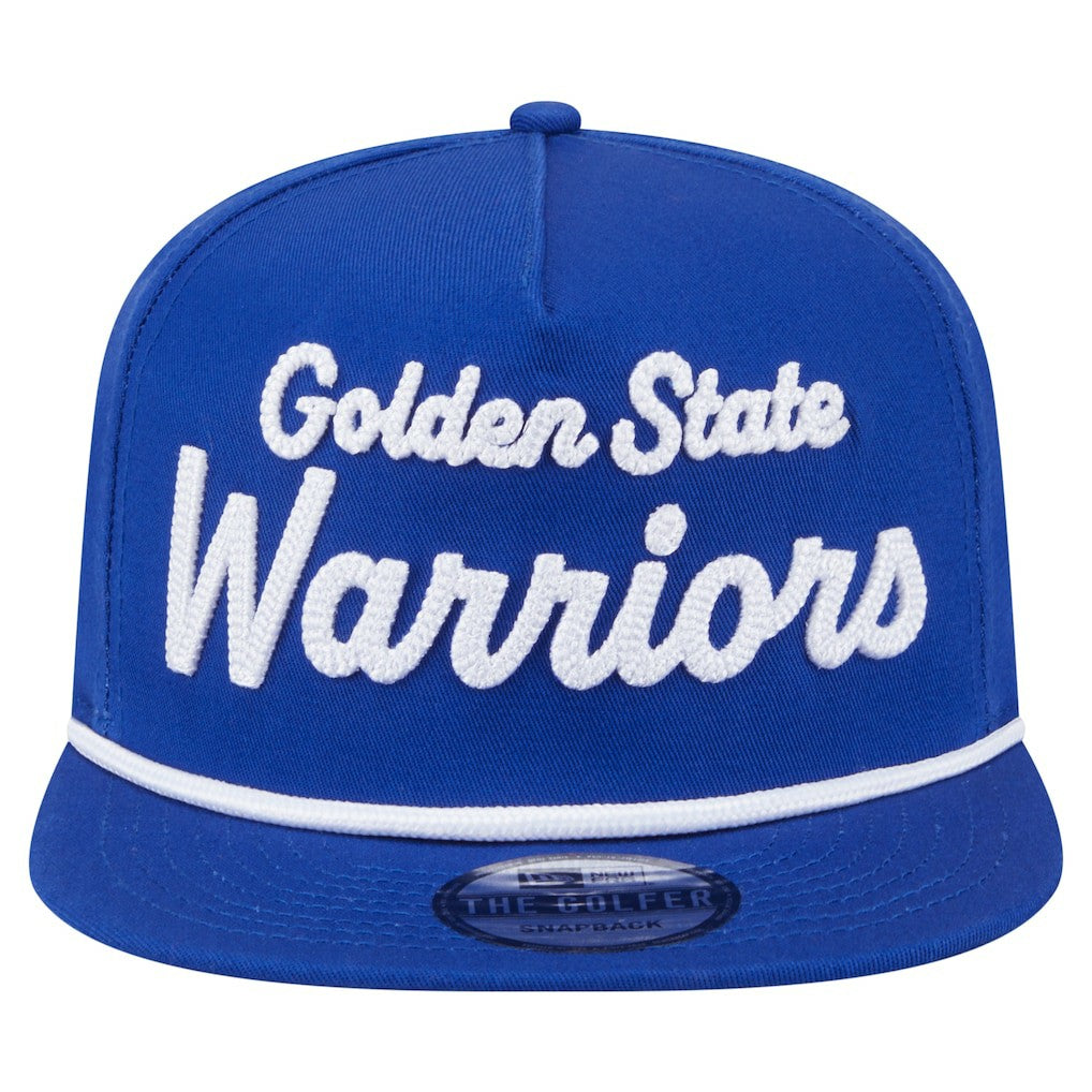 Golden State Warriors Team Text Golfer Snapback Hat Royal - NBA