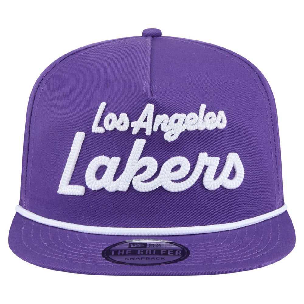 Los Angeles Lakers Team Text Golfer Snapback Hat Purple - NBA