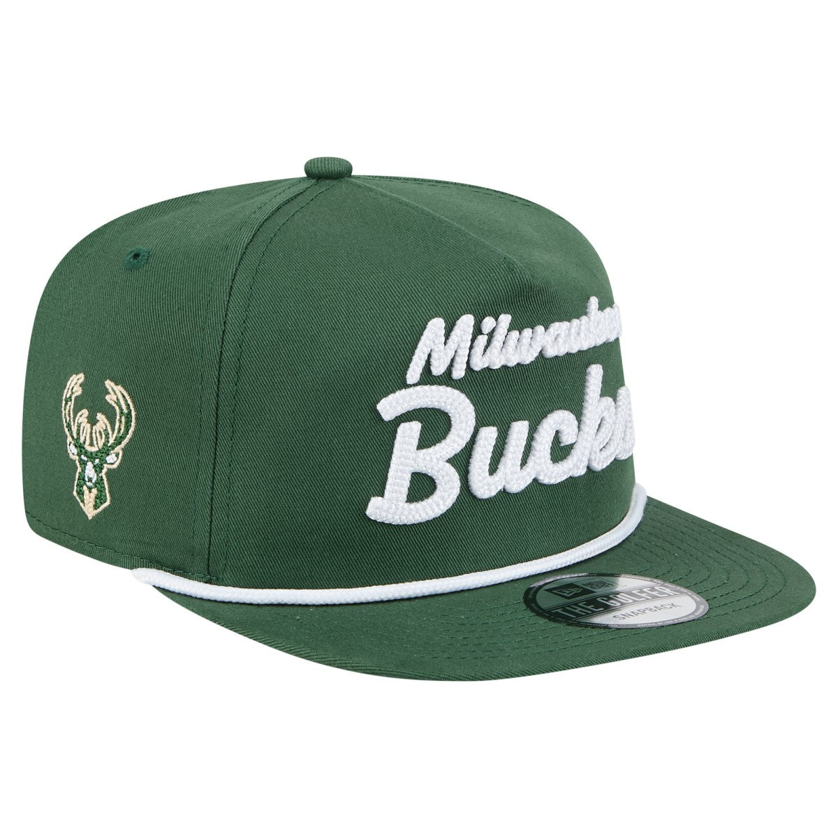 Milwaukee Bucks Team Text Golfer Snapback Hat Hunter Green - NBA