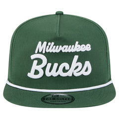Milwaukee Bucks Team Text Golfer Snapback Hat Hunter Green - NBA