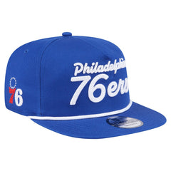 Philadelphia 76ers Team Text Golfer Snapback Hat Royal - NBA