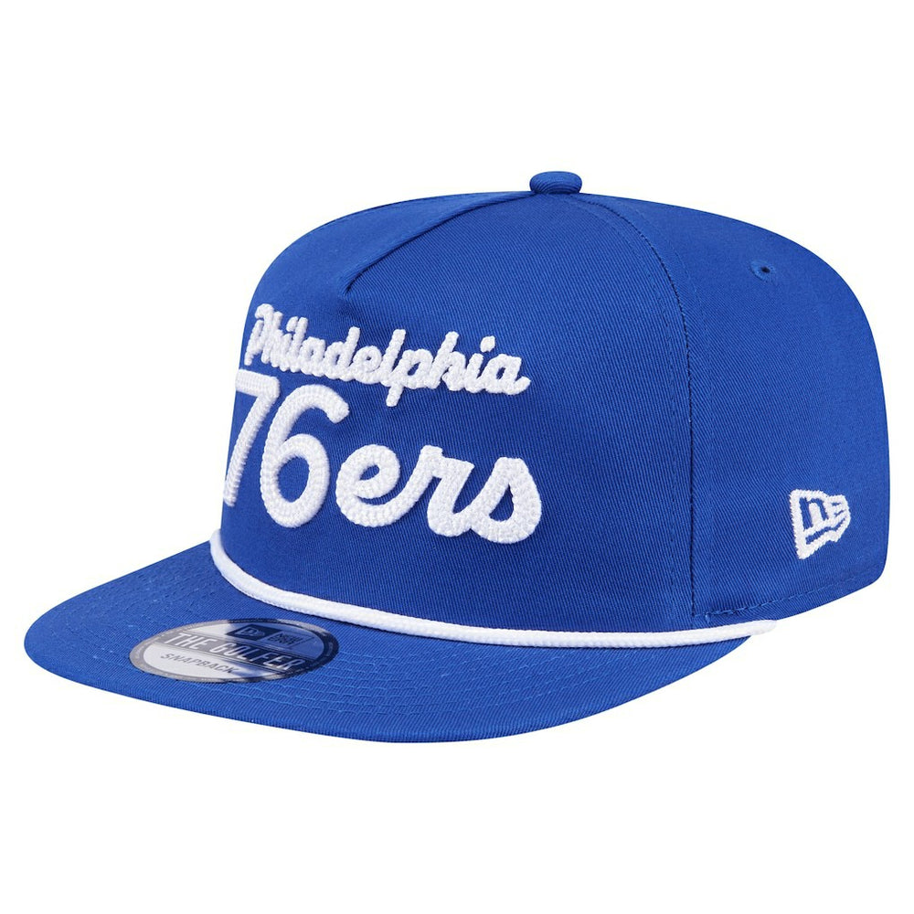 Philadelphia 76ers Team Text Golfer Snapback Hat Royal - NBA