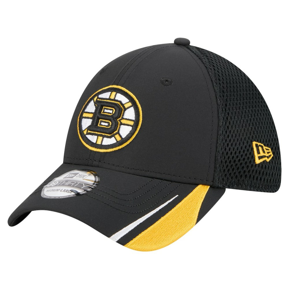 Boston Bruins New Era Linear Featherweight 39THIRTY Flex Hat - Black - NHL