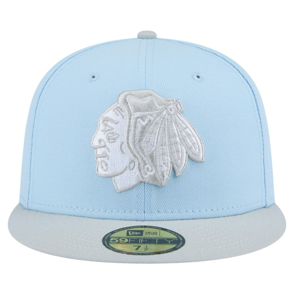 Chicago Blackhawks New Era Color Pack Two-Tone 59FIFTY Fitted Hat - Light Blue/Gray - NHL