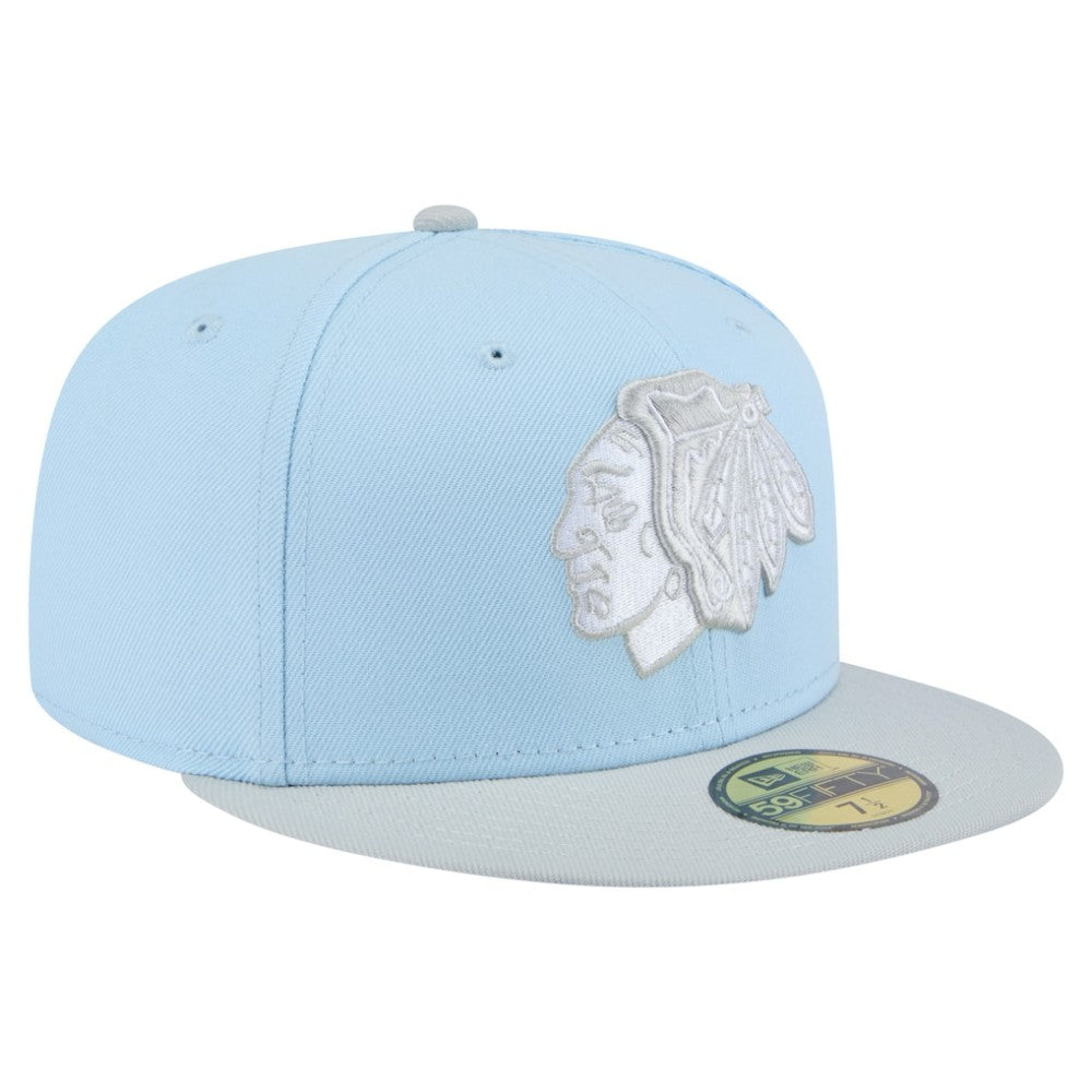 Chicago Blackhawks New Era Color Pack Two-Tone 59FIFTY Fitted Hat - Light Blue/Gray - NHL