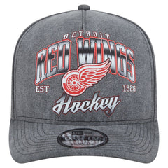 Detroit Red Wings New Era Throwback Washed A-Frame Pre-Curved 9FIFTY Snapback Hat - Charcoal - NHL
