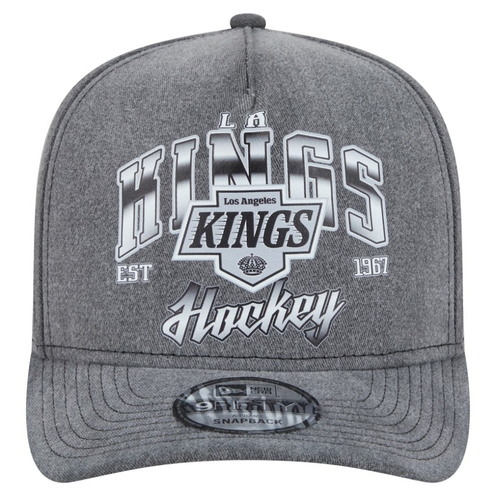 Los Angeles Kings New Era Throwback Washed A-Frame Pre-Curved 9FIFTY Snapback Hat - Charcoal - NHL