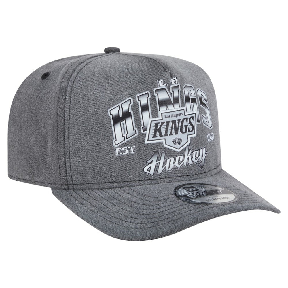 Los Angeles Kings New Era Throwback Washed A-Frame Pre-Curved 9FIFTY Snapback Hat - Charcoal - NHL
