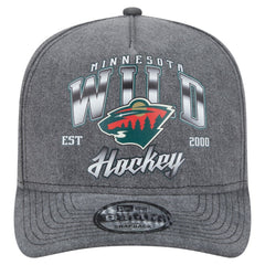 Minnesota Wild New Era Throwback Washed A-Frame Pre-Curved 9FIFTY Snapback Hat - Charcoal - NHL