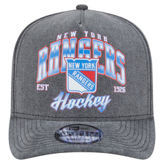 New York Rangers New Era Throwback Washed A-Frame Pre-Curved 9FIFTY Snapback Hat - Charcoal - NHL