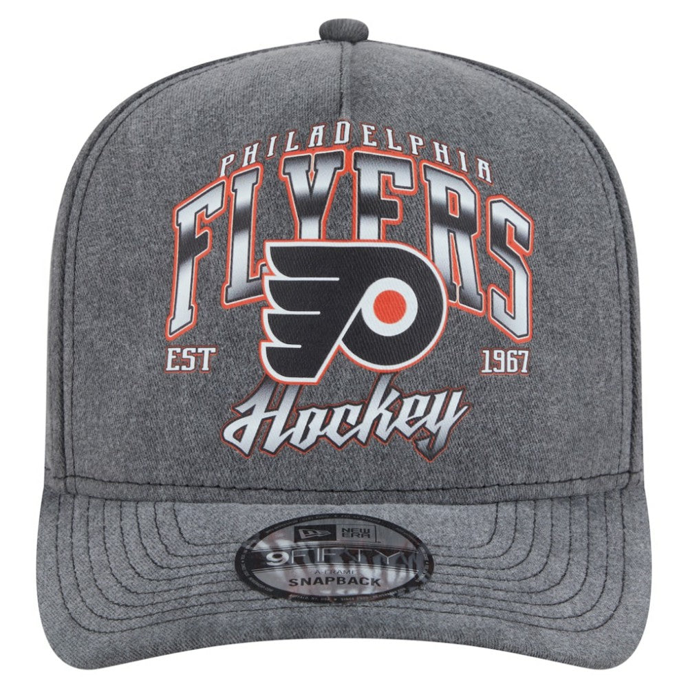 Philadelphia Flyers New Era Throwback Washed A-Frame Pre-Curved 9FIFTY Snapback Hat - Charcoal - NHL
