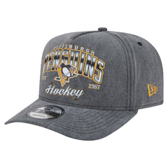 Pittsburgh Penguins New Era Throwback Washed A-Frame Pre-Curved 9FIFTY Snapback Hat - Charcoal - NHL