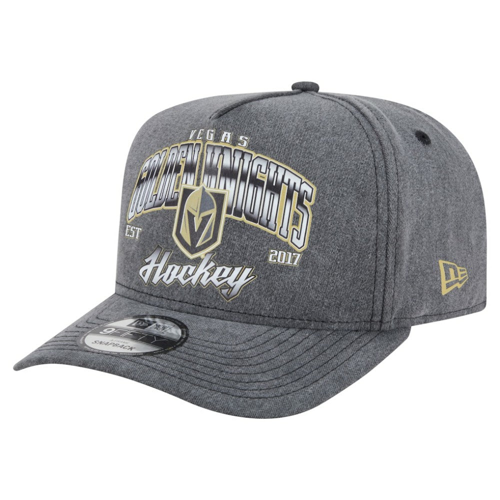 Vegas Golden Knights New Era Throwback Washed A-Frame Pre-Curved 9FIFTY Snapback Hat - Charcoal - NHL