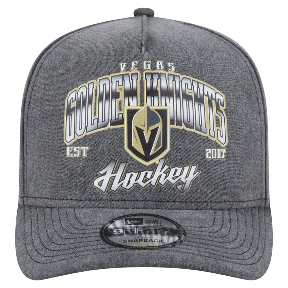 Vegas Golden Knights New Era Throwback Washed A-Frame Pre-Curved 9FIFTY Snapback Hat - Charcoal - NHL