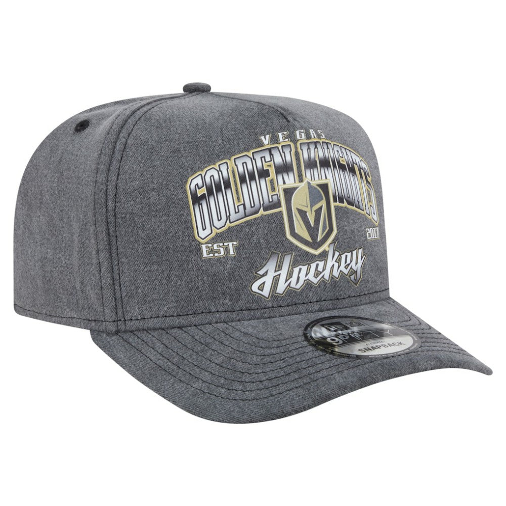 Vegas Golden Knights New Era Throwback Washed A-Frame Pre-Curved 9FIFTY Snapback Hat - Charcoal - NHL