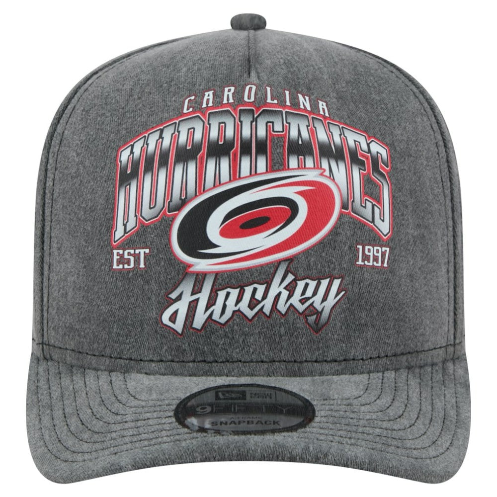 Carolina Hurricanes New Era Throwback Washed A-Frame Pre-Curved 9FIFTY Snapback Hat - Charcoal - NHL