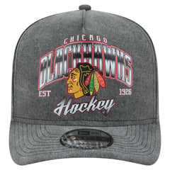 Chicago Blackhawks New Era Throwback Washed A-Frame Pre-Curved 9FIFTY Snapback Hat - Charcoal - NHL