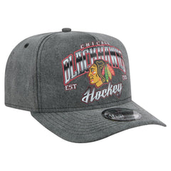 Chicago Blackhawks New Era Throwback Washed A-Frame Pre-Curved 9FIFTY Snapback Hat - Charcoal - NHL